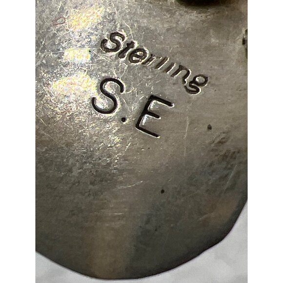 Zuni Earrings Sensa Eustace Native American Pueblo Bear Claw Hematite Sterling - Picture 4 of 7